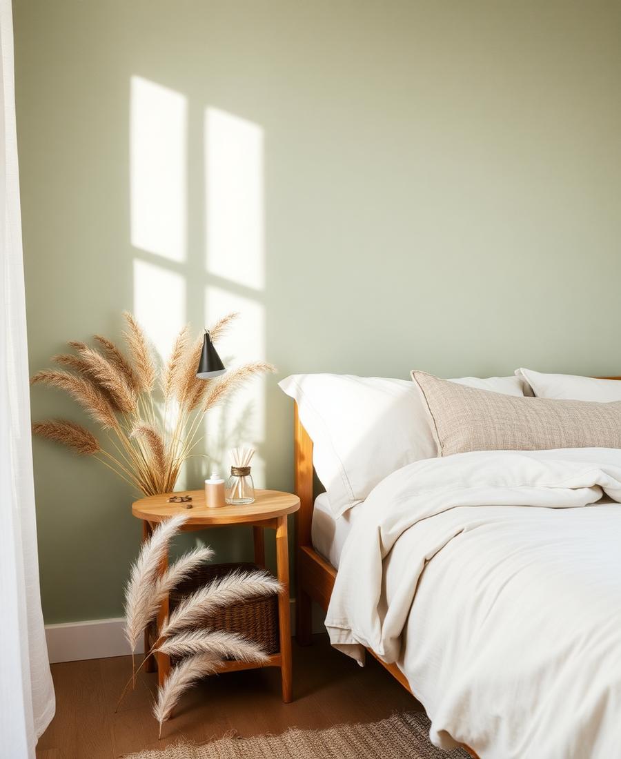 Chambre peinte vert sauge à Vertou